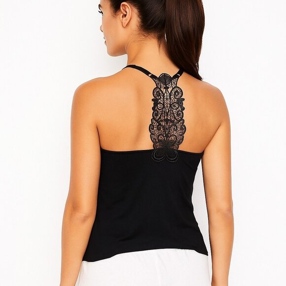 Soma Other - Soma Top Women Sz S Black Majesty Lace Pajama Tank Soft Racerback Comfort Lounge